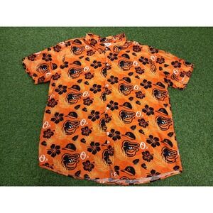 Baltimore Orioles Baseball Team Hawaiian Shirt Mens XL Orange Black Floral Print
